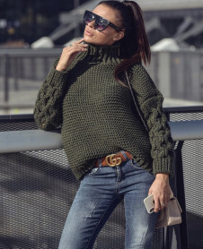 Γυναικείο πουλόβερ 7211 σκούρο πράσινο