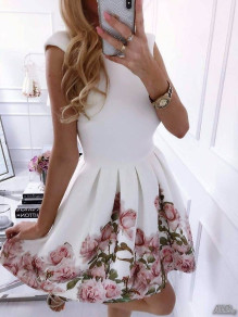 Γυναικείο φόρεμα με φλοράλ print 2699 άσπρο