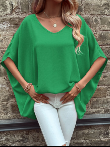 Γυναικεία χαλαρή μπλούζα K5586 πράσινη