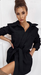 Γυναικεί παλτό με ζώνη 6731 μαύρο