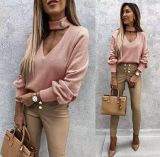Γυναικεία μπλούζα με ανοιχτό ντεκολτέ 5459 ροζ