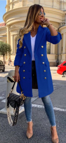 Γυναικείο εντυπωσιακό παλτό 3828 μπλε
