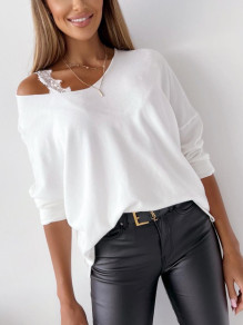 Γυναικεία μπλούζα με ανοιχτό ώμο 6876 άσπρο