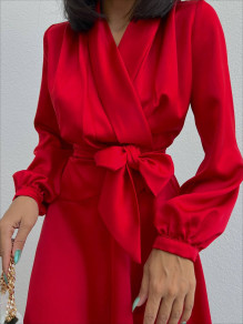 Γυναικείο ριχτό κρουαζέ φόρεμα 3268 κόκκινο