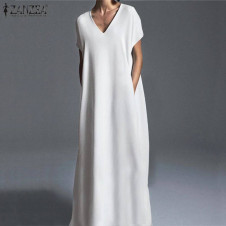 Γυναικείο plus size μακρύ φόρεμα 21476 άσπρο
