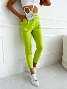 Γυναικείο φαρδύ παντελόνι με κορδόνια A0856 ανοιχτό πράσινο