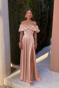 Γυναικείο φόρεμα σατέν K8755 ροζ