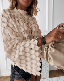 Γυναικείο πουλόβερ με φουσκωτά μανίκια 00695 μπεζ