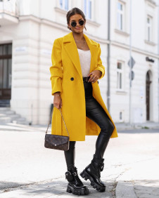 Γυναικείο μοντέρνο παλτό 6808 κίτρινο