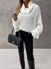 Γυναικείο πουλόβερ με ζιβάγκο 83106 άσπρο