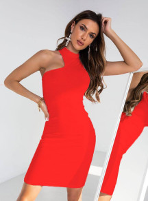 Γυναικείο εφαρμοστό φόρεμα AR679 κόκκινο