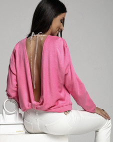 Γυναικεία μπλούζα με ανοιχτή πλάτη 6753 ροζ