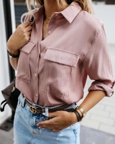 Γυναικείο πουκάμισο με τσέπες 5284 ροζ