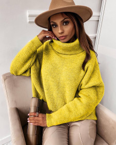 Γυναικείο πουλόβερ με ζιβάγκο 00813 κίτρινο