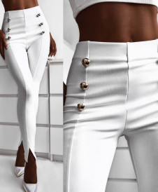 Γυναικείο παντελόνι με σκισίματα 5517 άσπρο
