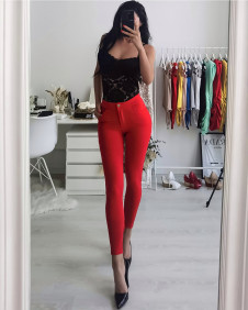Γυναικείο παντελόνι με φιόγκο 2514 κόκκινο
