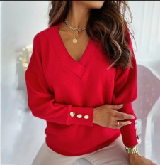 Γυναικεία μπλούζα με κουμπάκια στα μανίκια 6033 κόκκινο