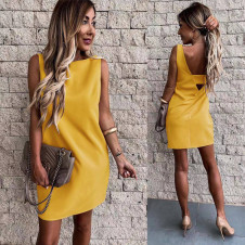 Γυναικείο απλό φόρεμα 5222 κίτρινο