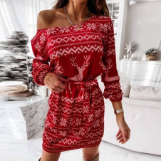 Γυναικείο βελούδινο χριστουγεννιάτικο φόρεμα 10093
