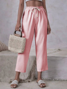 Γυναικείο παντελόνι με κορδόνια 8285 ροζ