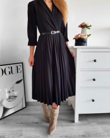 Γυναικείο φόρεμα σολέιγ με ζώνη 3257 μαύρο
