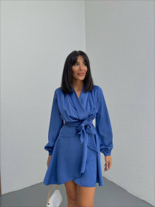 Γυναικείο ριχτό κρουαζέ φόρεμα 3268 μπλε