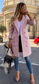 Γυναικείο εντυπωσιακό παλτό 3828 ροζ