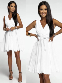 Γυναικείο φόρεμα με τούλι 21021 άσπρο