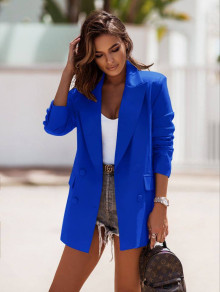 Γυναικείο μονόχρωμο σακάκι A0922 μπλε