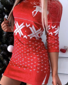 Γυναικείο φλις   Χριστουγεννιάτικο Φόρεμα 96871 κόκκινο