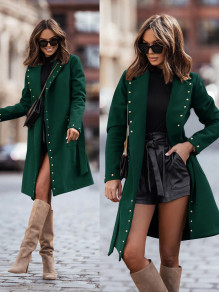 Γυναικείο εντυπωσιακό παλτό 6857 σκούρο πράσινο