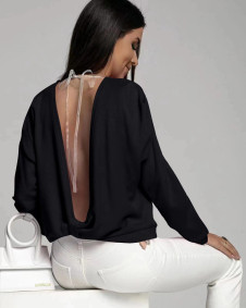 Γυναικεία μπλούζα με ανοιχτή πλάτη 6753 μαύρο