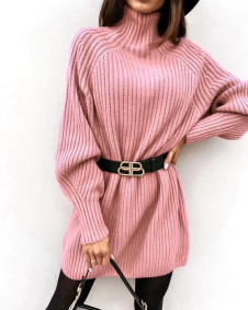 Γυναικείο πλεκτό μπλουζοφόρεμα 1177 ροζ