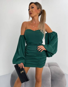 Γυναικείο φόρεμα με φουσκωτά μανίκια 6933 πράσινο