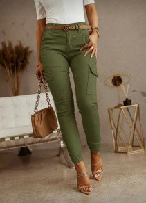 Γυναικείο παντελόνι με τσέπες 5599 σκούρο πράσινο