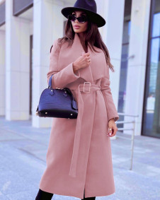 Γυναικείο παλτό με ζώνη 160115 ροζ