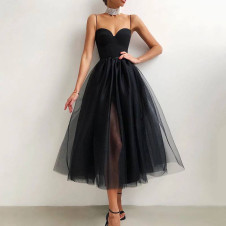 Γυναικείο φόρεμα με τούλι 21840 μαύρο