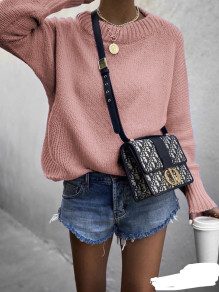 Γυναικείο άνετο πουλόβερ 00771 ροζ