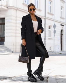 Γυναικείο μοντέρνο παλτό 6808 μαύρο