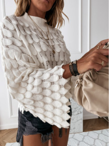 Γυναικείο πουλόβερ με φουσκωτά μανίκια 00695 άσπρο