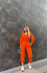 Γυναικεία αθλητική ολόσωμη φόρμα με φερμουάρ 0473 πορτοκαλί