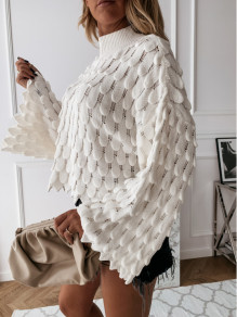 Γυναικείο πουλόβερ με φουσκωτά μανίκια 00695 άσπρο