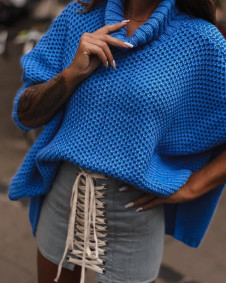 Γυναικείο πουλόβερ ζιβάγκο 001026 μπλε