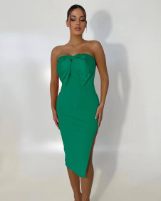 Γυναικείο εντυπωσιακό φόρεμα με κορδέλα LP4788 πράσινο