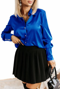 Γυναικείο σατέν πουκάμισο 6987 μπλε