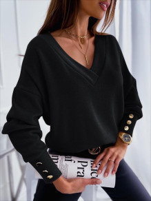Γυναικεία μπλούζα με κουμπάκια στο μανίκι 6033 μαύρο