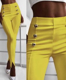 Γυναικείο παντελόνι με σκισίματα 5517 κίτρινο