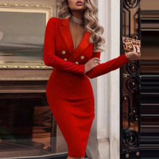 Γυναικείο κομψό φόρεμα H1992 κόκκινο