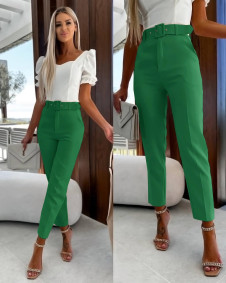 Γυναικείο παντελόνι με ζώνη A0887 πράσινο