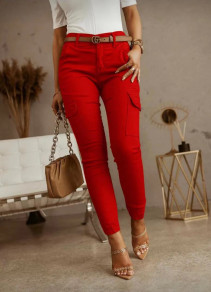 Γυναικείο παντελόνι με τσέπες 5599 κόκκινο